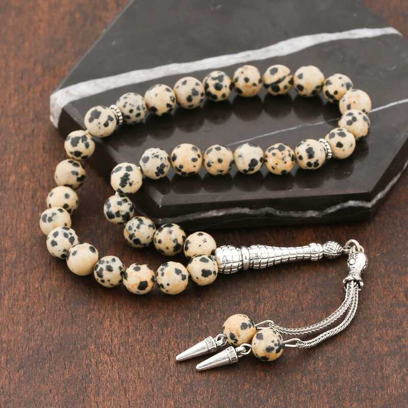 Doğaltaş Metal Püsküllü Dalmaçyalı Jasper Taşı Tesbih - Görsel 2