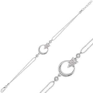 Gümüş Ay Yıldız Bayan Bileklik