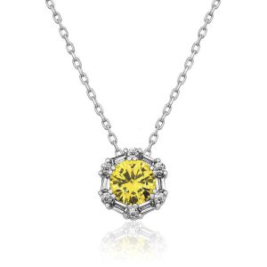 ​​Gümüş Buğday Sarısı Baget Taşlı Bayan Kolye