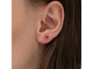 Alternative view of Gümüş Fosforlu Kırmızı Yıldız Küpe