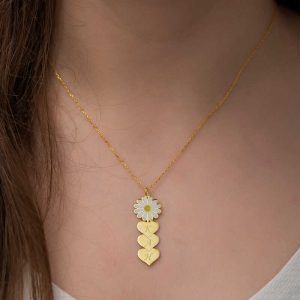 Alternative view of ​Gümüş Gold Kişiye Özel Kalpli Papatya Kolye