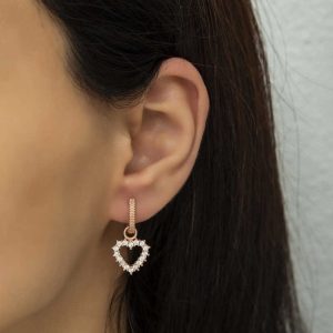 Alternative view of Gümüş Halka Kalp Bayan Küpe