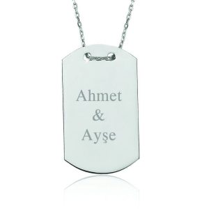 Gümüş İsimli Asker Künyesi Bayan Kolye