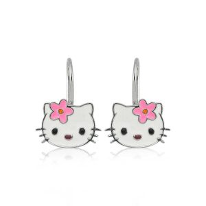 Gümüş Kedi Sallantılı Çocuk Küpe