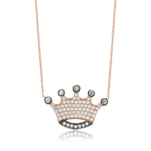 Gümüş Kraliçe Tacı Bayan Kolye