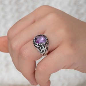 Alternative view of Gümüş Lila Zirkon Taşlı Çocuk Erkek Yüzük