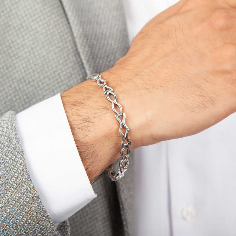 Gümüş Oksitli Erkek Bileklik - Görsel 2