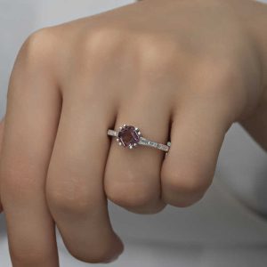 Alternative view of Gümüş Pembe Baget Tek Taş Kadın Yüzük