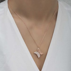 Alternative view of Gümüş Rose Kelebek Kadın Kolye