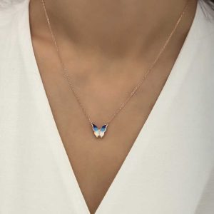 Alternative view of Gümüş Rose Minimal Kelebek Bayan Kolye