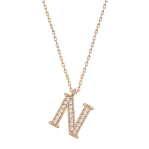 Gümüş Rose N Harfi Kadın Kolye