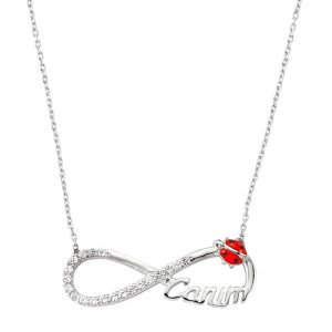 Gümüş Uğur Böcekli Sonsuzluk Canım Bayan Kolye