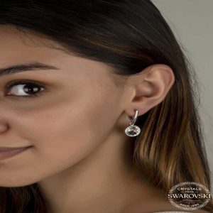 Alternative view of Swarovski Crystal Taşlı Gümüş Beyaz Sallantılı Kadın Küpe
