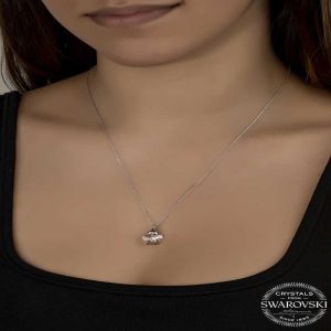 Alternative view of Swarovski Crystal Taşlı Papatya Gümüş Kadın Kolye