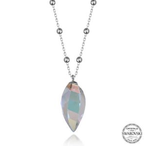 Crystal Taşlı Top Zincir Gümüş Kadın Kolye