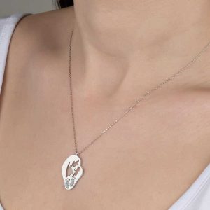 Alternative view of Swarovski Taşlı Gümüş Anne Bebek Bayan Kolye