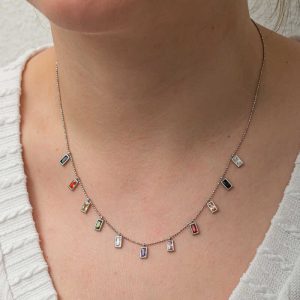 Alternative view of Gümüş Renkli Taşlı Şans Kadın Kolye